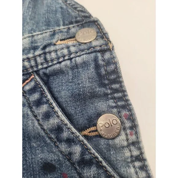 Polo Ralph Lauren Girls Denim Paint Splash Overall Dress SZ 5 - Picture 7 of 9